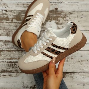 Women's Leopard Print Retro German Army Trainers – Vintage Street Style Sneakers