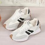 Women's White Casual Sneakers, Low-Top, Lightweight, Non-Slip, Wear-Resistant