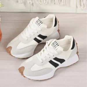 Women's White Casual Sneakers, Low-Top, Lightweight, Non-Slip, Wear-Resistant