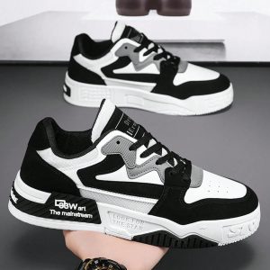 Men's Round Toe Lace-Up Thick Sole Sports Sneakers, School Low-Top Casual Shoes, Fashion Skateboarding Shoes, Comfortable Non-Slip Casual Shoes For Daily Wear, Versatile