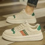 2026 Spring/Summer New Thick Sole White Sneakers For Men, Retro Patchwork Color Casual Vulcanized Shoes, Versatile Platform Shoes